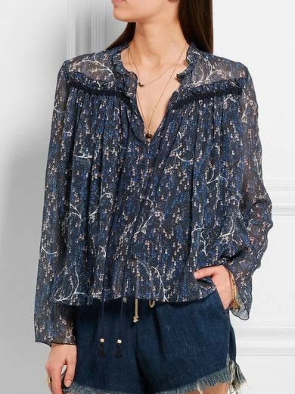 See by Chloé $450 printed plissé-cotton and silk-blend georgette blouse, 40